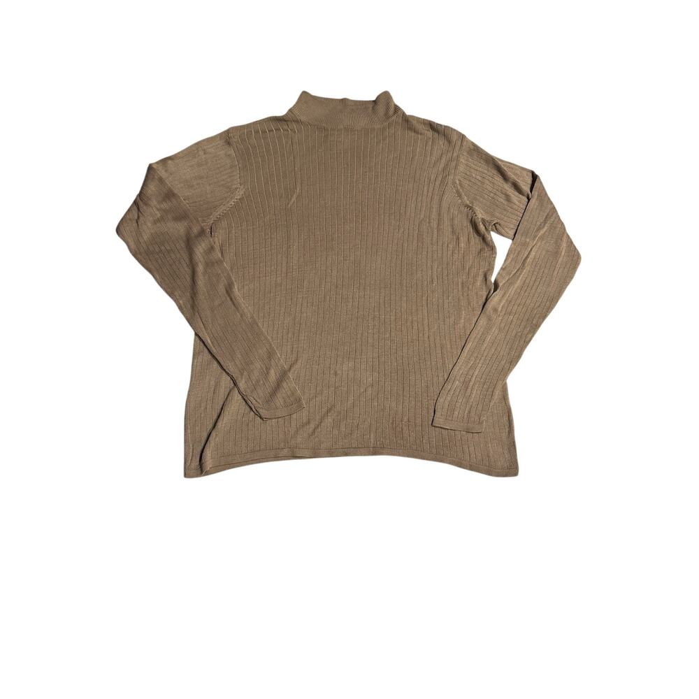 STEPHANIE ANDREWS Women’s Beige 100% Silk Mock neck Long Slv Knit Sweater Medium